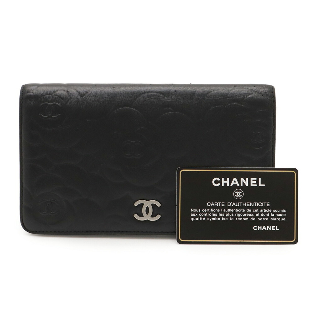 CHANEL Authentic Black Leather Logo Wallet - Picture 10 of 10